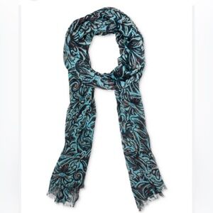 Scarf-Turquoise Tooled Print